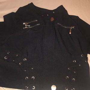 Black crop jacket with gold buttons